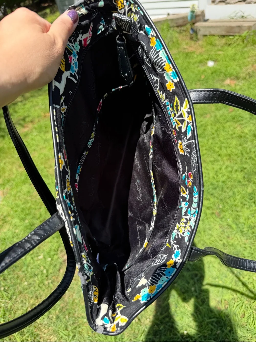 Vera Bradley Small Tote Winter Palace Faux Leather Trim Quilted Bag